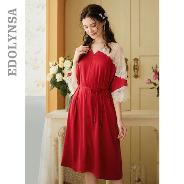 2020 summer sleepwear vintage red lace nightgown plus size women home wear night dress ladies nightwear lingerie nighty t689, Black;red
2020 summer sleepwear vintage red lace nightgown plus size women home wear night dress ladies nightwear lingerie nighty t689, Black;red