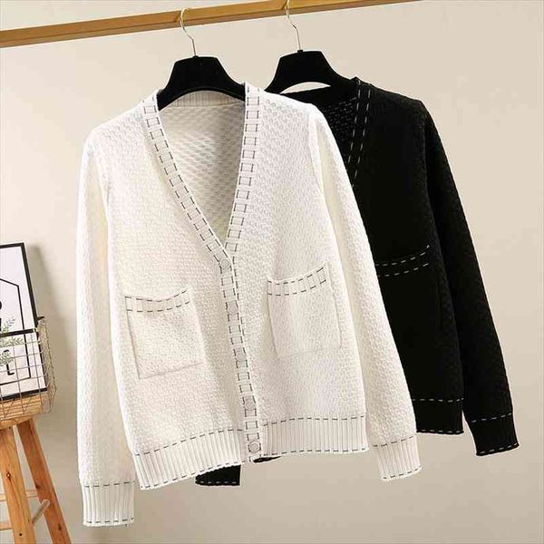 spring autumn women sweatercardigan knitted loose outwear coat v neck open cardigans fashion casual female top, White;black
spring autumn women sweatercardigan knitted loose outwear coat v neck open cardigans fashion casual female top, White;black