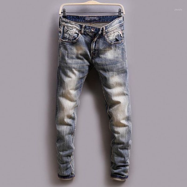 italian style fashion men jeans elastic slim fit vintage designer jeans men long pants streetwear retro homme1, Blue
italian style fashion men jeans elastic slim fit vintage designer jeans men long pants streetwear retro homme1, Blue
