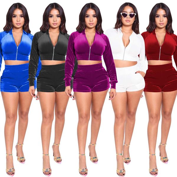 women's tracksuits echoine women autumn velvet sets short zipper sweatshirts shorts pants suit active wear tracksuit two piece set fitn, Gray
women's tracksuits echoine women autumn velvet sets short zipper sweatshirts shorts pants suit active wear tracksuit two piece set fitn, Gray