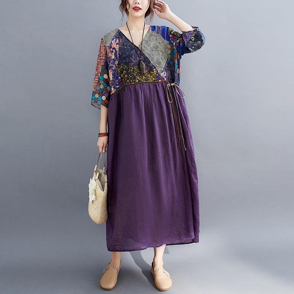 casual dresses johnature women vintage autumn patchwork color v-neck half sleeve cotton linen clothes 2021 female bandage, Black;gray
casual dresses johnature women vintage autumn patchwork color v-neck half sleeve cotton linen clothes 2021 female bandage, Black;gray