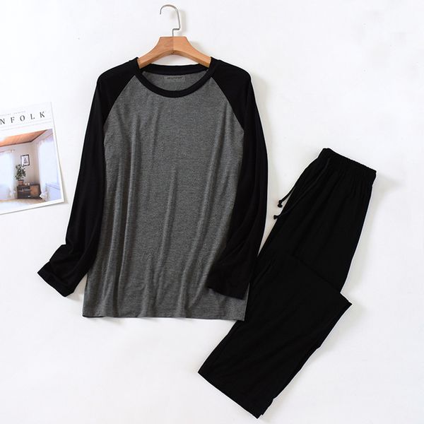 men pajamas color patchwork sleepwear suit 2 piece pajama sets long sleeve tshirt loose sweatpant plus size nightwear homewear lj201113, Black;brown
men pajamas color patchwork sleepwear suit 2 piece pajama sets long sleeve tshirt loose sweatpant plus size nightwear homewear lj201113, Black;brown