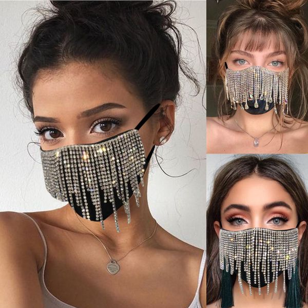 bling fashion 1pcs flash diamond jewelry rhinestone tassel pendant reusable face mask protective mascarillas
bling fashion 1pcs flash diamond jewelry rhinestone tassel pendant reusable face mask protective mascarillas