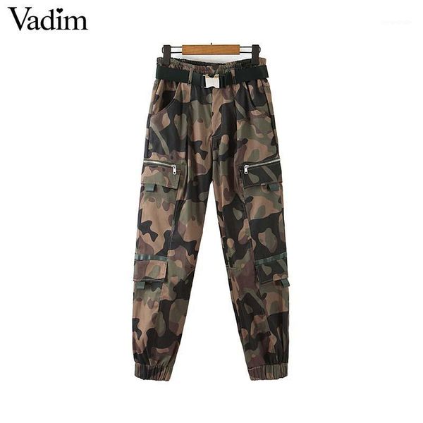 vadim women chic camouflage print pants pockets decorate elastic waist zipper female ankle length trousers mujer kb1891, Black;white
vadim women chic camouflage print pants pockets decorate elastic waist zipper female ankle length trousers mujer kb1891, Black;white
