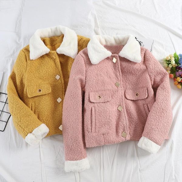 2019 new fashion women's jacket coat fur collar lambskin jacket winter long sleeves loose retro short coat a5021, Black
2019 new fashion women's jacket coat fur collar lambskin jacket winter long sleeves loose retro short coat a5021, Black