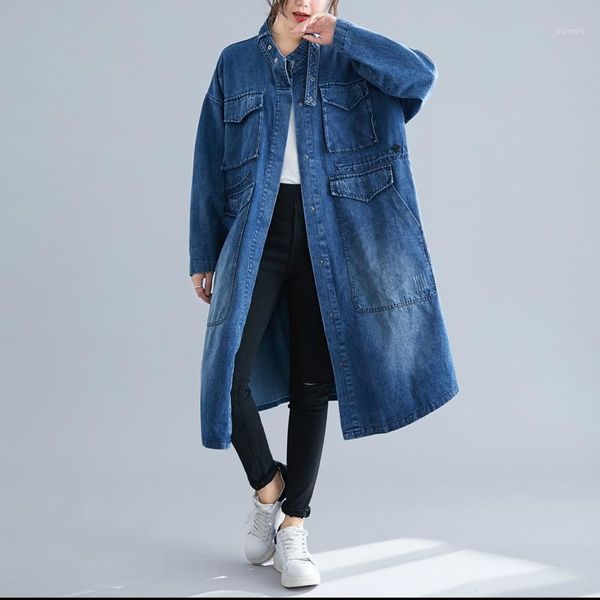 women's trench coats 2021 arrivals korean style loose denim coat for ladies long sleeve female outfit fashion casual women's outwe, Tan;black
women's trench coats 2021 arrivals korean style loose denim coat for ladies long sleeve female outfit fashion casual women's outwe, Tan;black