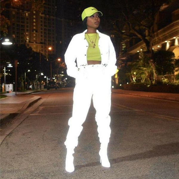 women tracksuit womens fashion personality trend reflective button pocket casual 2 pc set zipper jumpsuit drop shipping, Gray
women tracksuit womens fashion personality trend reflective button pocket casual 2 pc set zipper jumpsuit drop shipping, Gray