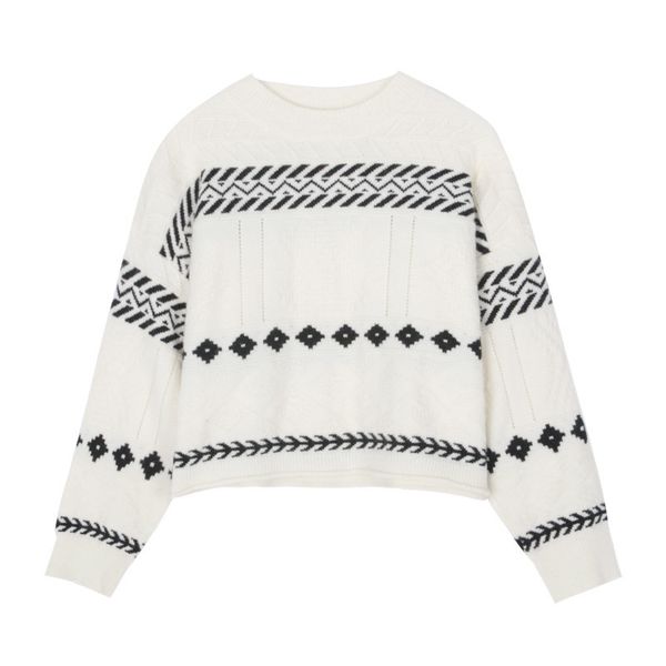 short 2021 new jacquard women's pullover winter-style nightgown vintage striped s7nm dj6p, White;black
short 2021 new jacquard women's pullover winter-style nightgown vintage striped s7nm dj6p, White;black