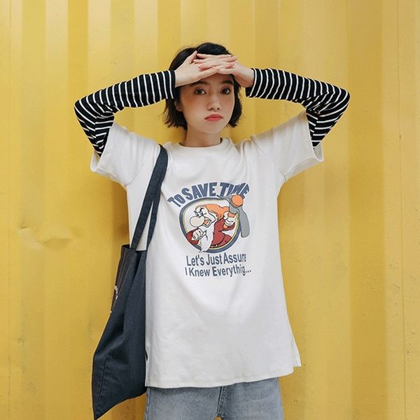 ubjv7 piece autumn new korean version of t-shir fresh fake two sleeve striped sleeve stitching cartoon round neck t-shirt bottomed long 2020, White
ubjv7 piece autumn new korean version of t-shir fresh fake two sleeve striped sleeve stitching cartoon round neck t-shirt bottomed long 2020, White