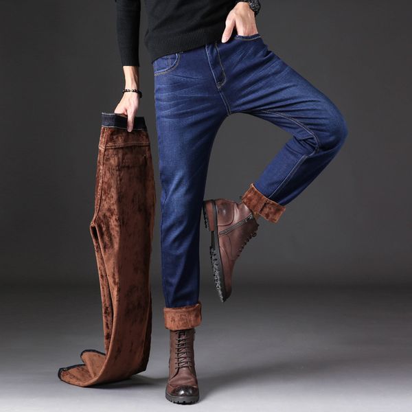 winter business multi pocket youth trousers leisure straight pants high waist jeans men's plush thickening, Blue
winter business multi pocket youth trousers leisure straight pants high waist jeans men's plush thickening, Blue