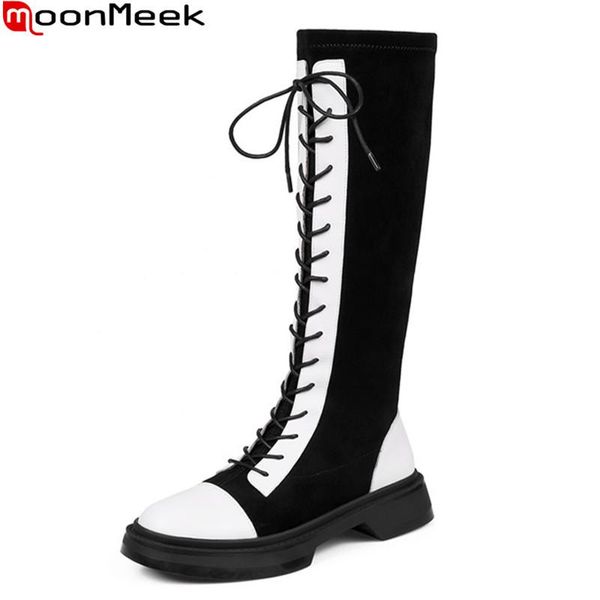 moonmeek 2021 genuine leather boots comfortable med heels round toe mixed colors women boots winter knee high, Black
moonmeek 2021 genuine leather boots comfortable med heels round toe mixed colors women boots winter knee high, Black