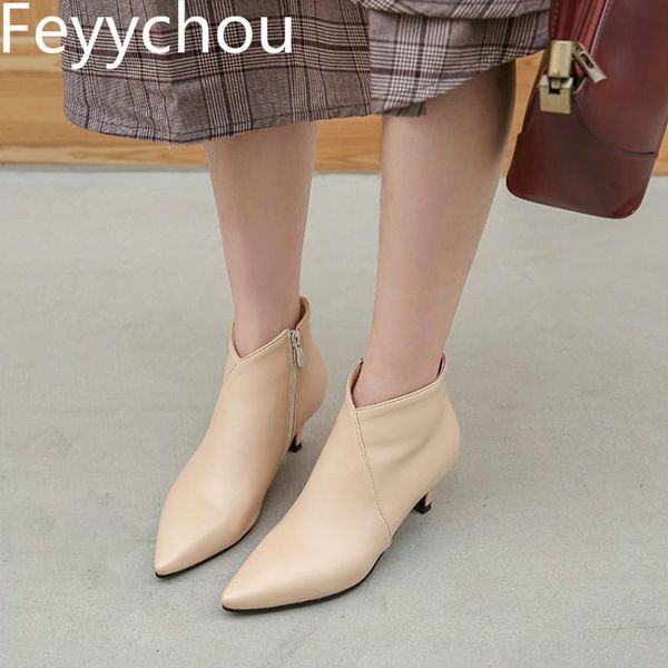 women boots autumn winter med heel pointed toe zip ankle pu basic 2020 new fashion casual black beige yellow big size 34-48
women boots autumn winter med heel pointed toe zip ankle pu basic 2020 new fashion casual black beige yellow big size 34-48