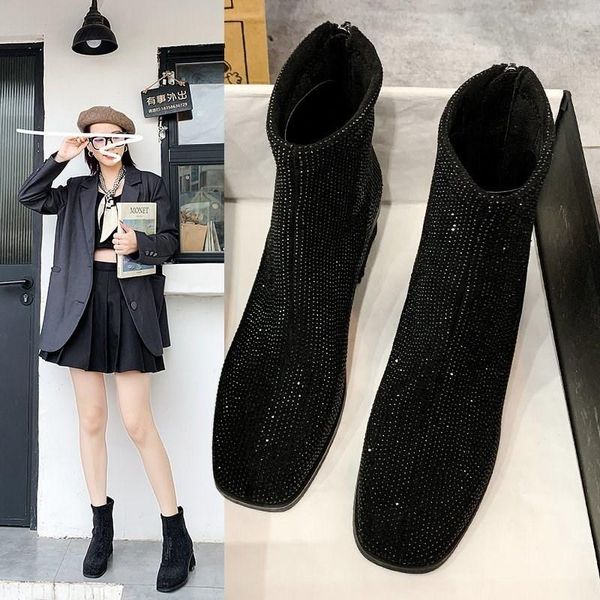 elegant woman boots shoes boots-women bling bling mid-calf booties women round toe luxury designer low heels booties 2020, Black
elegant woman boots shoes boots-women bling bling mid-calf booties women round toe luxury designer low heels booties 2020, Black