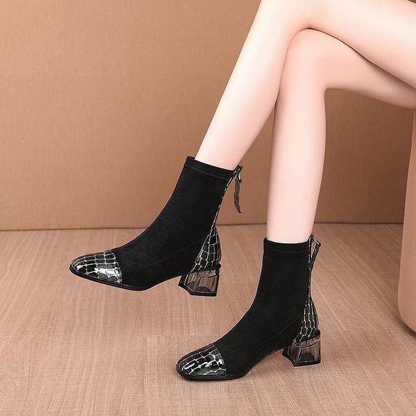 elegant genuine leather boots shoes for women popular patchwork high heels boots 2020 retro dancing party ankle1, Black
elegant genuine leather boots shoes for women popular patchwork high heels boots 2020 retro dancing party ankle1, Black