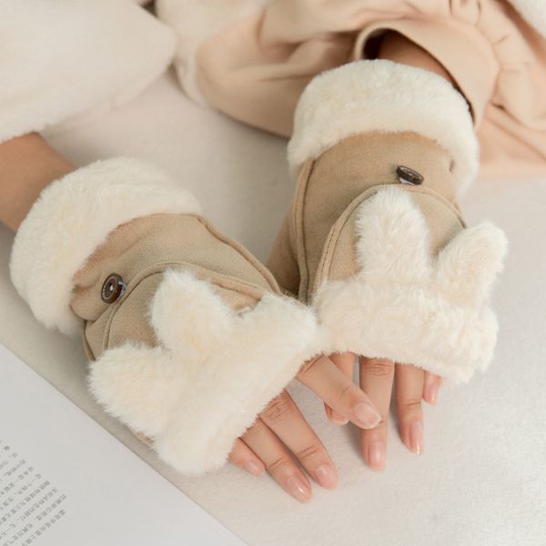 famale winter plus plush thick warm cartoon rabbit half finger flip mittens fashion suede leather fur women warmer gloves b30, Blue;gray
famale winter plus plush thick warm cartoon rabbit half finger flip mittens fashion suede leather fur women warmer gloves b30, Blue;gray