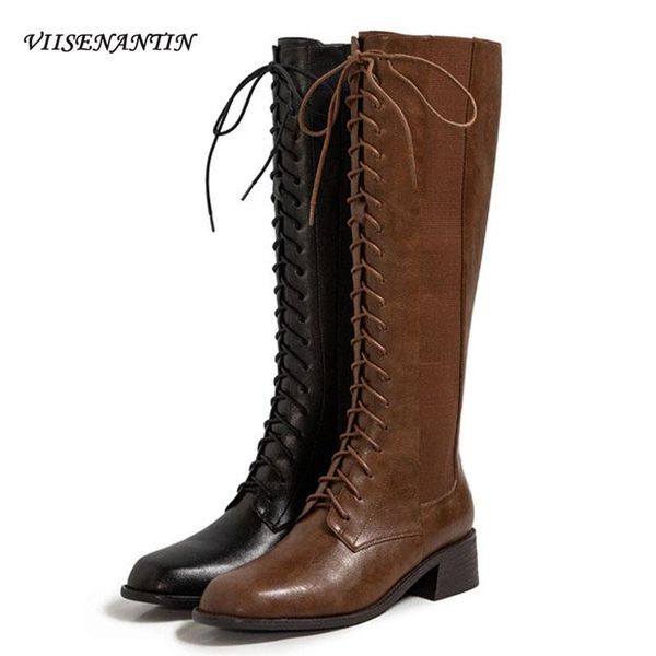 boots retro brown black women knee length lace up high medium thick heel korean style trendy knight
boots retro brown black women knee length lace up high medium thick heel korean style trendy knight