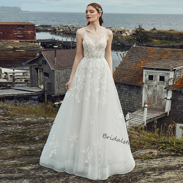 fairy ivory boho country wedding dresses spaghetti straps backless sweep train glitter bling beach wedding dress vintage applique lace bride, White
fairy ivory boho country wedding dresses spaghetti straps backless sweep train glitter bling beach wedding dress vintage applique lace bride, White