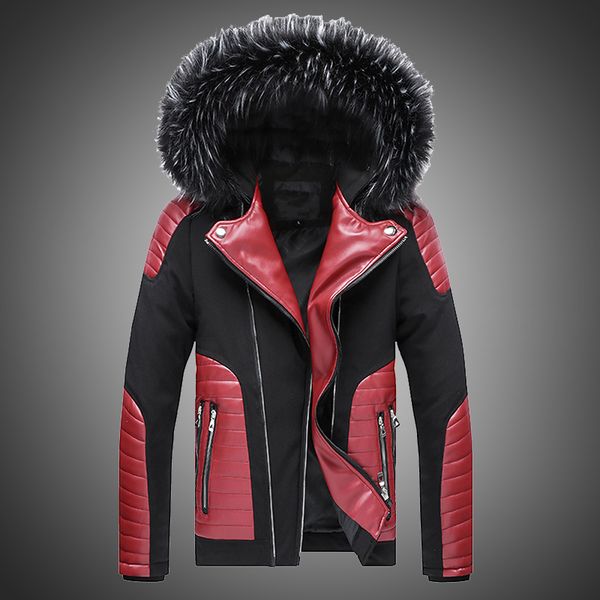 autumn winter men jacket patchwork leather motorcycle jacket street fashion fur collar leather jacket fur coat men 201120, Black
autumn winter men jacket patchwork leather motorcycle jacket street fashion fur collar leather jacket fur coat men 201120, Black