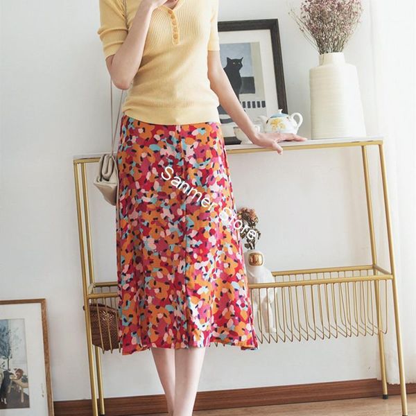 women high waist skirt print spring summer lady casual midi skirt with buttons1, Black
women high waist skirt print spring summer lady casual midi skirt with buttons1, Black