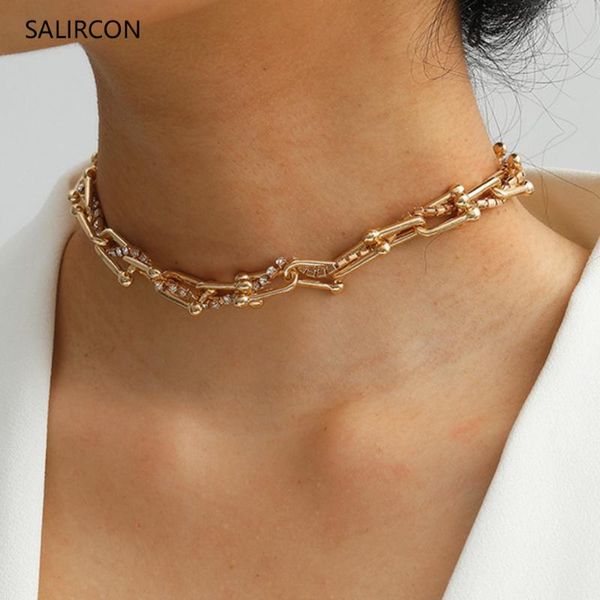 salircon new tennis chain rhinestone necklace clavicle chain choker punk u shaped necklace collares for women gold color jewelry, Golden;silver
salircon new tennis chain rhinestone necklace clavicle chain choker punk u shaped necklace collares for women gold color jewelry, Golden;silver