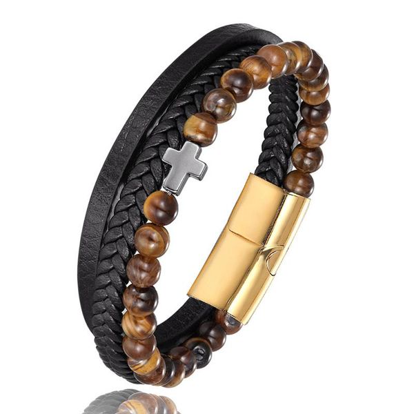 stainless steel 6mm natural tiger eye beads bracelet cross multi-layer leather stainless steel bracelet women men wrist band, Golden;silver
stainless steel 6mm natural tiger eye beads bracelet cross multi-layer leather stainless steel bracelet women men wrist band, Golden;silver