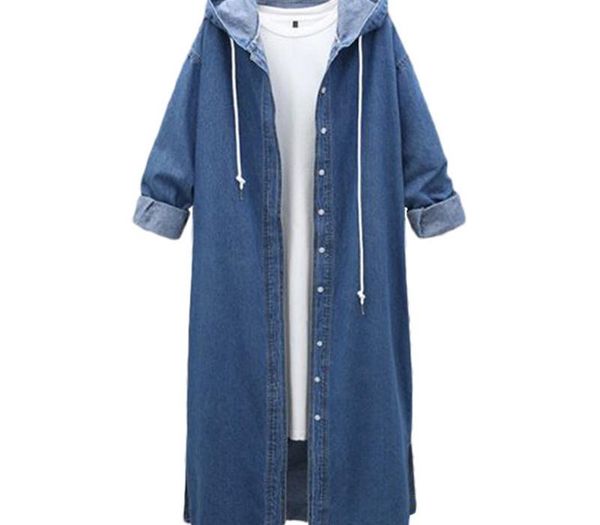 new spring women's long denim coats 2019 korea loose hooded jeans overcoat casual plus size denim female windbreaker jacket 4xl y200101, Black;brown
new spring women's long denim coats 2019 korea loose hooded jeans overcoat casual plus size denim female windbreaker jacket 4xl y200101, Black;brown