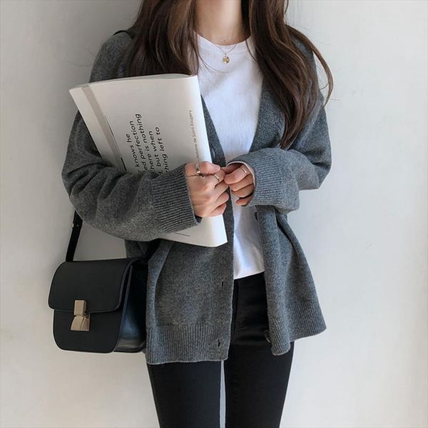 spring autumn women sweater knitted cardigan college style korean loose v neck sweater lazy jacket vintage 0.6, White;black
spring autumn women sweater knitted cardigan college style korean loose v neck sweater lazy jacket vintage 0.6, White;black