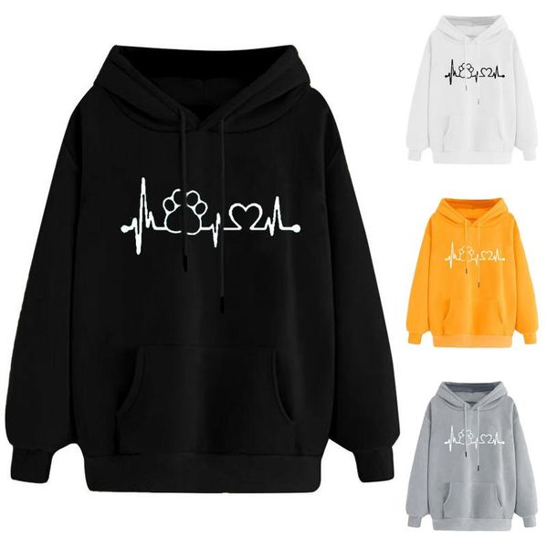 women hoodies casual harajuku love printed hoodie autumn winter female hoodies women long sleeve clothing sudadera mujer moletom, Black