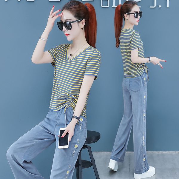 s440210 fashion suit for women 2020 summer new korean slim jeans and jeanst-shirt jeanssimple t-shirt tencel jeans two-piece set mxbtv mxbtv, Gray
s440210 fashion suit for women 2020 summer new korean slim jeans and jeanst-shirt jeanssimple t-shirt tencel jeans two-piece set mxbtv mxbtv, Gray