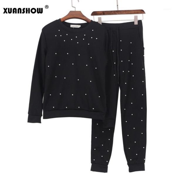 sets 2018 new fashion long sleeve pearl beading women's tracksuits o-neck sweatshirt + long pants 2 piece women set1, White
sets 2018 new fashion long sleeve pearl beading women's tracksuits o-neck sweatshirt + long pants 2 piece women set1, White