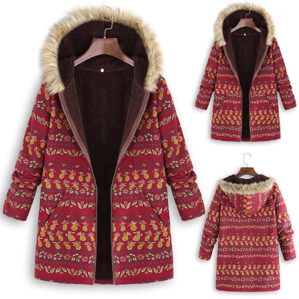 female jacket plush coat women's hooded jackets winter warm outwear floral print pockets vintage windproof oversize coats#g31, Black;brown 
female jacket plush coat women's hooded jackets winter warm outwear floral print pockets vintage windproof oversize coats#g31, Black;brown