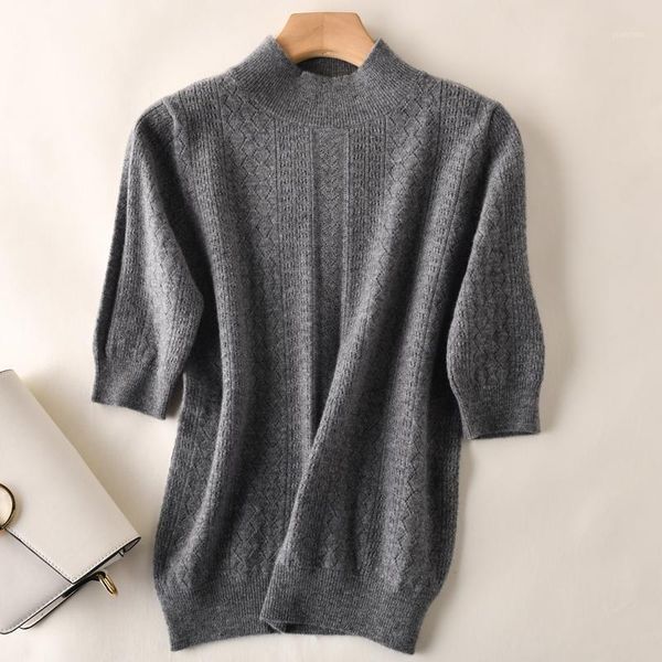 2019 women's 100% wool short sleeve o-neck casual fashion five-point sleeve solid color cashmere sweater lady half1, White;black
2019 women's 100% wool short sleeve o-neck casual fashion five-point sleeve solid color cashmere sweater lady half1, White;black