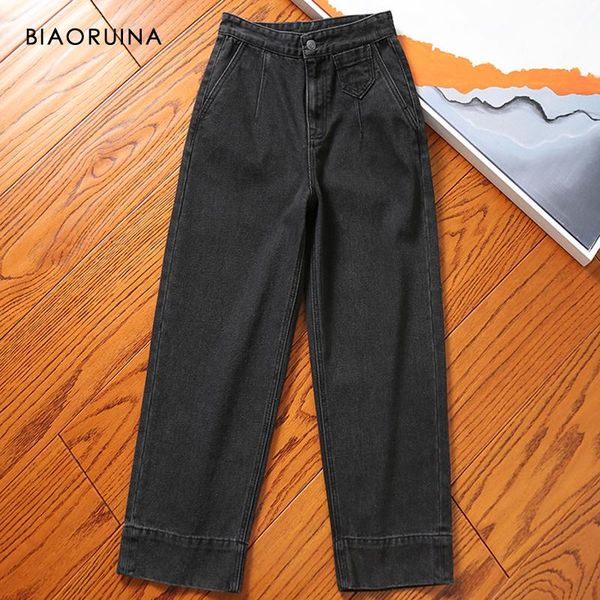 biaoruina women's high waist cotton washing black straight ankle-length jeans female's loose casual autumn jeans new arrival, Blue
biaoruina women's high waist cotton washing black straight ankle-length jeans female's loose casual autumn jeans new arrival, Blue
