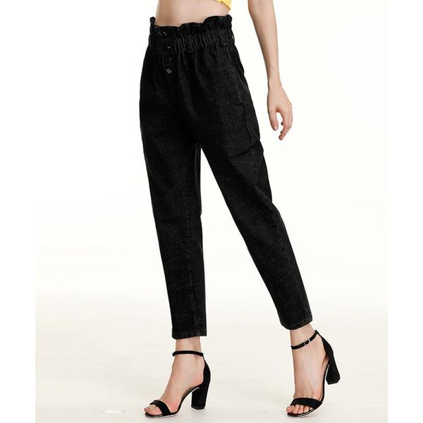 women's jeans large size denim ruffled high-waisted straight-leg pants thinner high elastic waist loose casual, Blue
women's jeans large size denim ruffled high-waisted straight-leg pants thinner high elastic waist loose casual, Blue