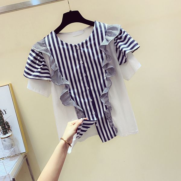 2021 women striped blouse slim office lady work korean japan summer ruffle blousa new fashion chic female shirts v8e9, White
2021 women striped blouse slim office lady work korean japan summer ruffle blousa new fashion chic female shirts v8e9, White