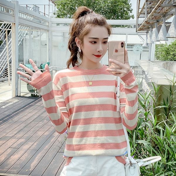 2020 autumn new long sleeve korean style loose cute color matching striped knitwear knitwear women's base shirt j9msg, White;black
2020 autumn new long sleeve korean style loose cute color matching striped knitwear knitwear women's base shirt j9msg, White;black
