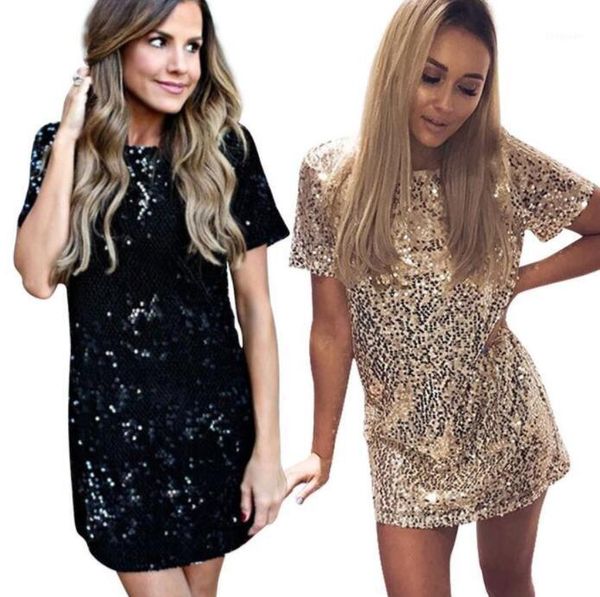 women sequined dresses short sleeve straight fashion club bodycon summer dressing clothing 2 colors mini party dress1, Black;gray
women sequined dresses short sleeve straight fashion club bodycon summer dressing clothing 2 colors mini party dress1, Black;gray