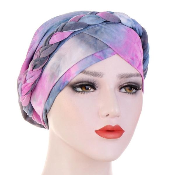 women boho pre-tied turban hat twisted braided hair cover wrap muslim hijab gradient tie-dye print hair loss chemo cap, Blue;gray
women boho pre-tied turban hat twisted braided hair cover wrap muslim hijab gradient tie-dye print hair loss chemo cap, Blue;gray