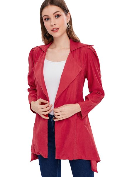 women front open jacket, adults casual style solid color long sleeve lapel cardigan with slant pockets, Black;brown
women front open jacket, adults casual style solid color long sleeve lapel cardigan with slant pockets, Black;brown