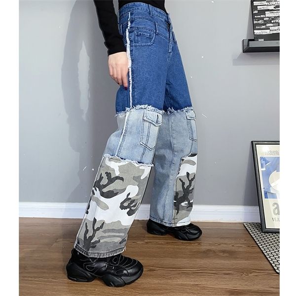 new high street work hip hop bf splicing jeans design sense high waist straight tube y1214, Blue
new high street work hip hop bf splicing jeans design sense high waist straight tube y1214, Blue