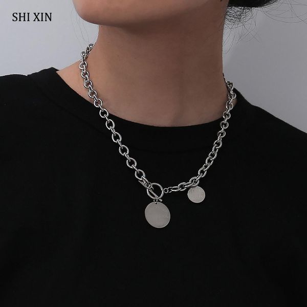 chokers shixin punk thick stainless steel choker coin pendants necklaces for women hip hop chunky cuban link chains necklace on the neck, Golden;silver
chokers shixin punk thick stainless steel choker coin pendants necklaces for women hip hop chunky cuban link chains necklace on the neck, Golden;silver