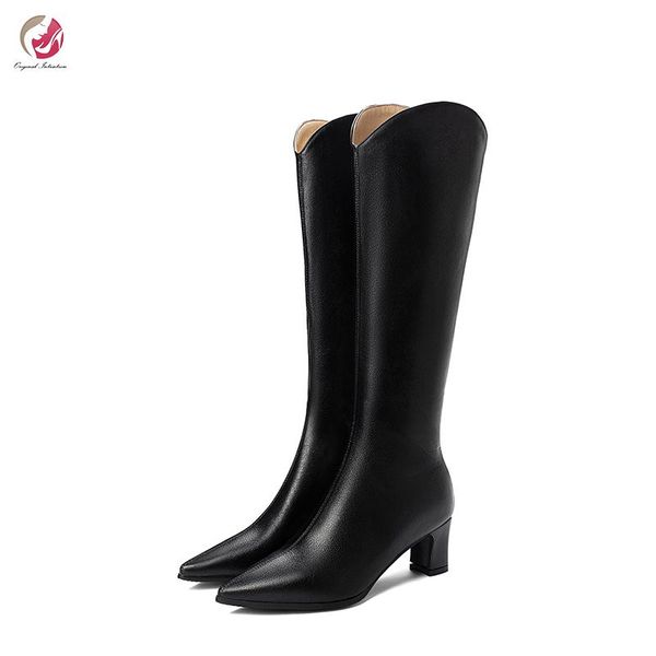 original intention stylish knee high boots woman chunky heels pointed toe black nice sewing elegant lady shoes woman plus size
original intention stylish knee high boots woman chunky heels pointed toe black nice sewing elegant lady shoes woman plus size