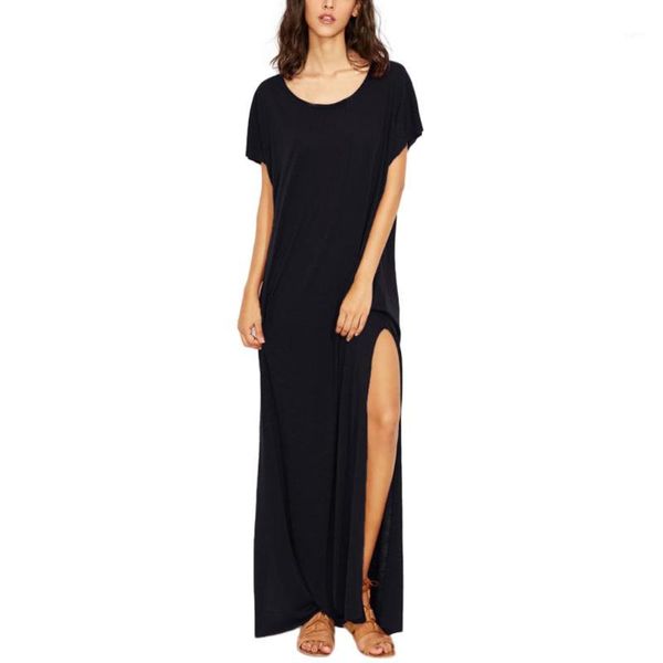 2018 womens summer loose short sleeve solid sling split long dress holiday split long dress vestido1, Black;gray
2018 womens summer loose short sleeve solid sling split long dress holiday split long dress vestido1, Black;gray