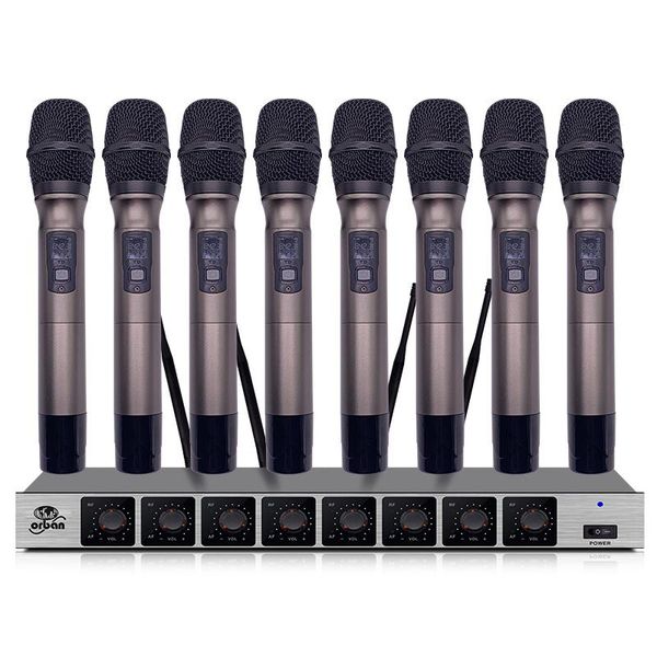 metal 8-channel wireless microphone system 8 handheld microphones, used for stage family party karaoke microphone
metal 8-channel wireless microphone system 8 handheld microphones, used for stage family party karaoke microphone