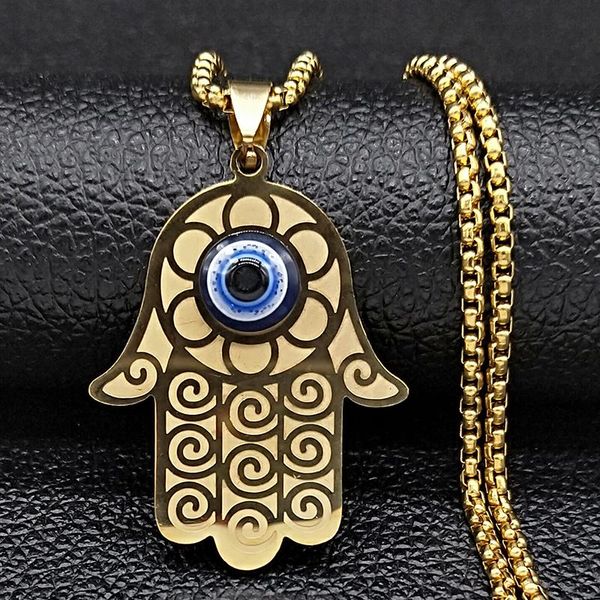 pendant necklaces 2021 blue eyes hamasa hand stainless steel statement necklace women gold color big jewelry collares mujer n1206s02, Silver
pendant necklaces 2021 blue eyes hamasa hand stainless steel statement necklace women gold color big jewelry collares mujer n1206s02, Silver