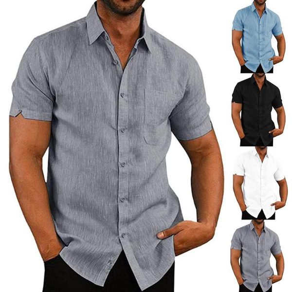 casual men solid color turn down collar short sleeve pocket buttons slim shirt, White;black
casual men solid color turn down collar short sleeve pocket buttons slim shirt, White;black
