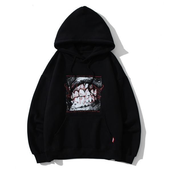 2021 new winter hip hop streetwear mens vicious tooth print harajuku hoodie sweatshirt fleece cotton hooded pullover men q22t, Black
2021 new winter hip hop streetwear mens vicious tooth print harajuku hoodie sweatshirt fleece cotton hooded pullover men q22t, Black
