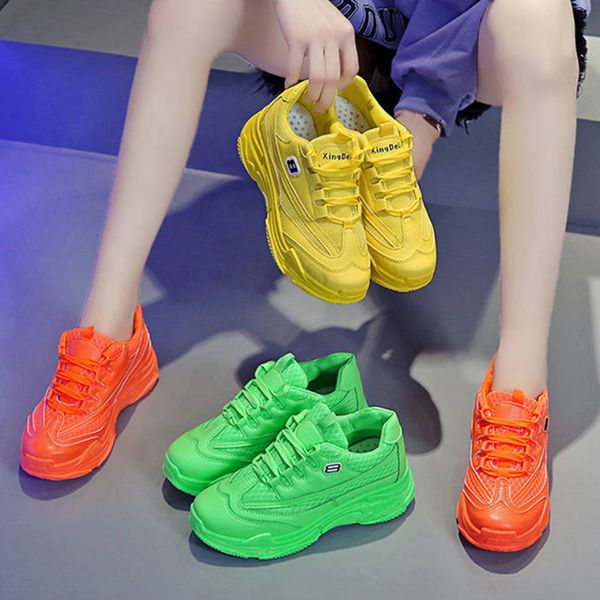 women platform mesh breathable fluorescent green yellow sports shoes for women student hip hop dance shoes sneakers new 2020, Black;brown
women platform mesh breathable fluorescent green yellow sports shoes for women student hip hop dance shoes sneakers new 2020, Black;brown