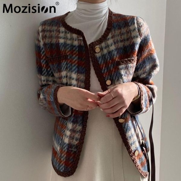 mozision 2021 winter female new casual round neck single braested long-sleeved minimalist panelled plaid woolen overcoat, Black
mozision 2021 winter female new casual round neck single braested long-sleeved minimalist panelled plaid woolen overcoat, Black