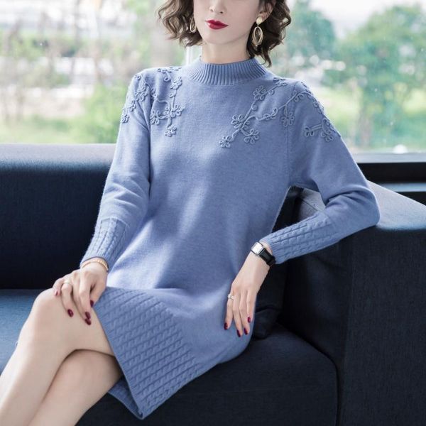 autumn winter lady long sleeve warm flowers knitted dress women half turtleneck long sweaters mini dress, Black;gray
autumn winter lady long sleeve warm flowers knitted dress women half turtleneck long sweaters mini dress, Black;gray